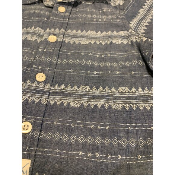 Baby B.U.M. 12M Cotton Aztec Print Button-Up Shirt Blue & White - Picture 4 of 5